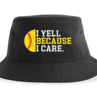 I Yell Because I Care Funny Softball Player Sustainable Bucket Hat