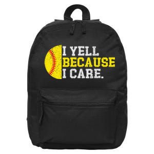 I Yell Because I Care Funny Softball Player 16 in Basic Backpack