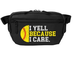 I Yell Because I Care Funny Softball Player Crossbody Pack