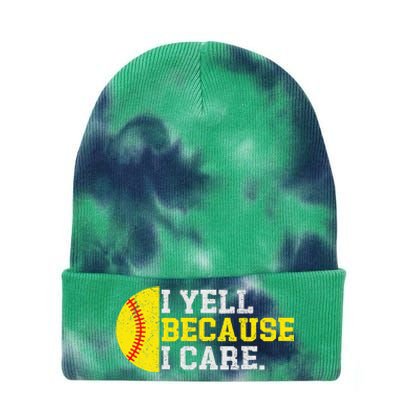 I Yell Because I Care Funny Softball Player Tie Dye 12in Knit Beanie