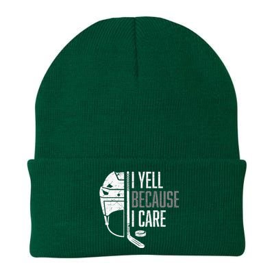 I Yell Because I Care Hockey Ice Hockey Knit Cap Winter Beanie