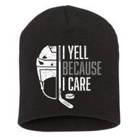 I Yell Because I Care Hockey Ice Hockey Short Acrylic Beanie