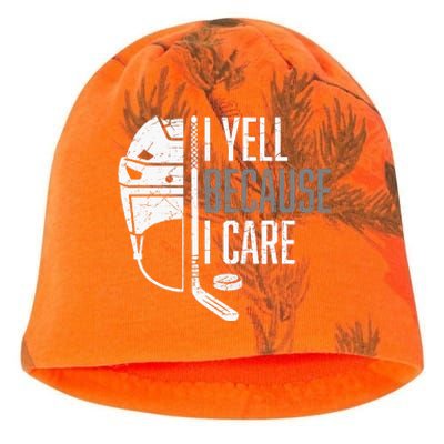 I Yell Because I Care Hockey Ice Hockey Kati - Camo Knit Beanie