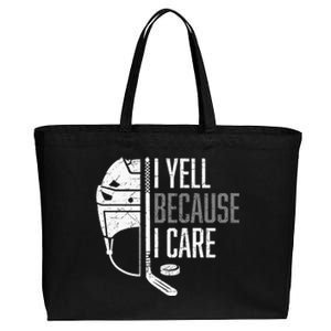 I Yell Because I Care Hockey Ice Hockey Cotton Canvas Jumbo Tote