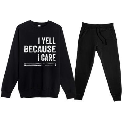 I Yell Because I Care Premium Crewneck Sweatsuit Set