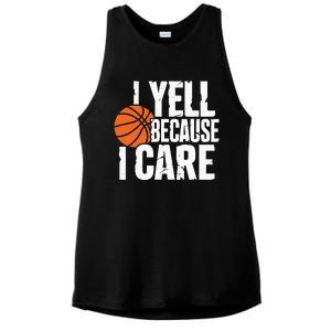 I Yell Because I Care Funny Basketball Ladies PosiCharge Tri-Blend Wicking Tank