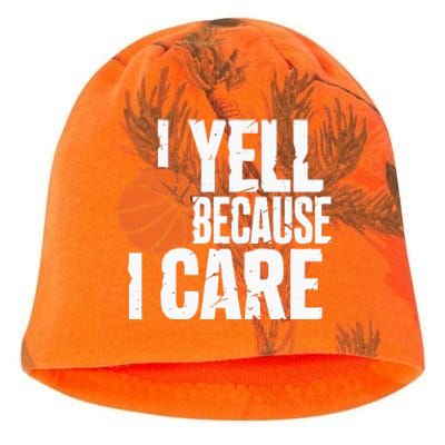 I Yell Because I Care Funny Basketball Kati - Camo Knit Beanie