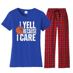 I Yell Because I Care Funny Basketball Women's Flannel Pajama Set