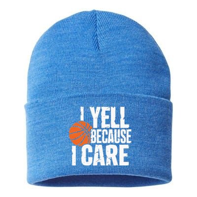 I Yell Because I Care Funny Basketball Sustainable Knit Beanie