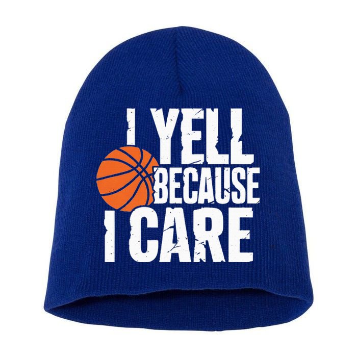 I Yell Because I Care Funny Basketball Short Acrylic Beanie