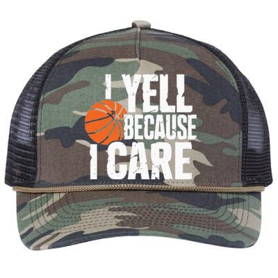 I Yell Because I Care Funny Basketball Retro Rope Trucker Hat Cap