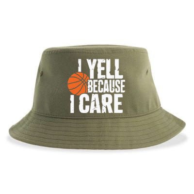 I Yell Because I Care Funny Basketball Sustainable Bucket Hat