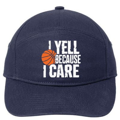 I Yell Because I Care Funny Basketball 7-Panel Snapback Hat