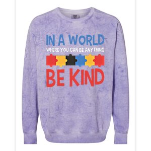 If You Can Be Anything Be Kind Autism Awareness Funny Gift Colorblast Crewneck Sweatshirt