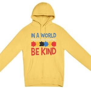 If You Can Be Anything Be Kind Autism Awareness Funny Gift Premium Pullover Hoodie