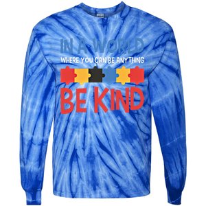 If You Can Be Anything Be Kind Autism Awareness Funny Gift Tie-Dye Long Sleeve Shirt