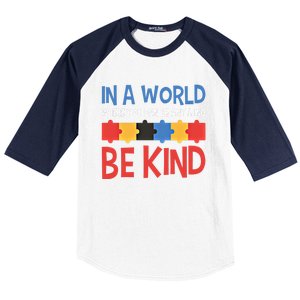 If You Can Be Anything Be Kind Autism Awareness Funny Gift Baseball Sleeve Shirt