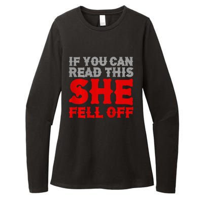 If You Can Read This She Fell Off Biker Motorcycle Womens CVC Long Sleeve Shirt