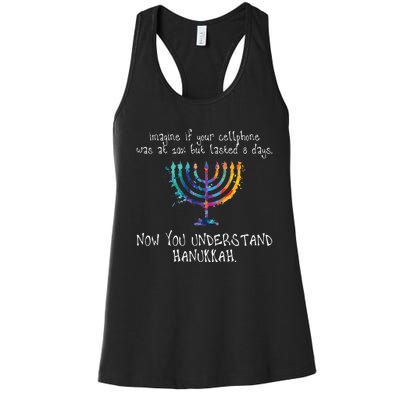 Imagine Your Cellphone Lasted 8 Days Understand Hanukkah Women's Racerback Tank