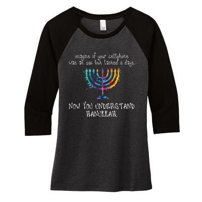 Imagine Your Cellphone Lasted 8 Days Understand Hanukkah Women's Tri-Blend 3/4-Sleeve Raglan Shirt