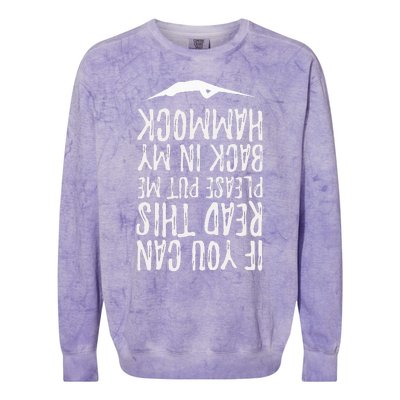 If You Can Read This Put Me Back In My Hammock Swing Summer Colorblast Crewneck Sweatshirt