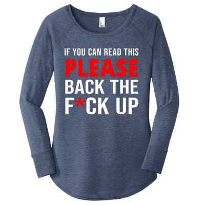 If You Can Read This Back The F Up Back Print Cool Gift Women's Perfect Tri Tunic Long Sleeve Shirt