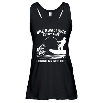 If You Can Read This You're Fishing Too Close Ladies Essential Flowy Tank