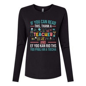 If You Can Read This Thank A Teacher Funny Teacher Womens Cotton Relaxed Long Sleeve T-Shirt