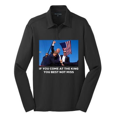 If You Come At The King You Best Not Miss Trump Shot Fist Silk Touch Performance Long Sleeve Polo