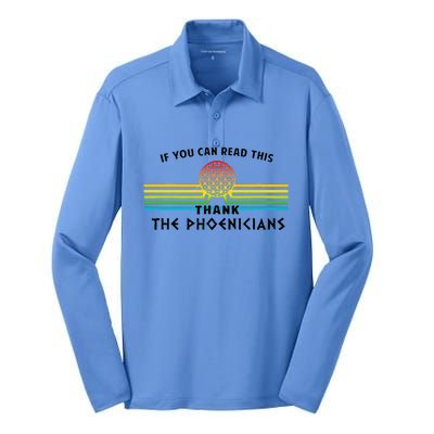 If You Can Read This Thank Phoenicians Reading Silk Touch Performance Long Sleeve Polo