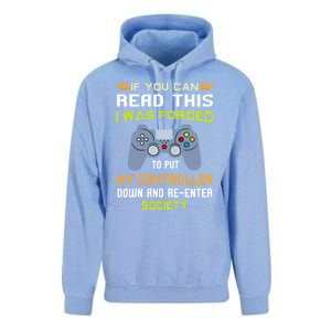 If You Can Read This I Was Forced To Put My Controller Gamer Gift Unisex Surf Hoodie