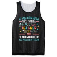 If You Can Read This Thank A Teacher Funny Teacher Mesh Reversible Basketball Jersey Tank