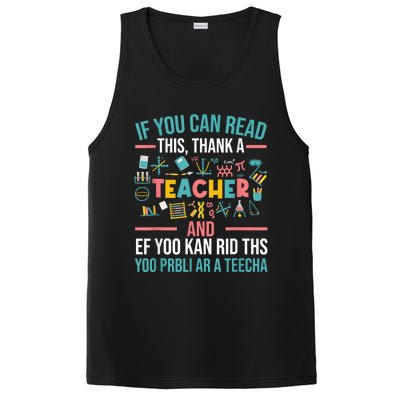 If You Can Read This Thank A Teacher Funny Teacher PosiCharge Competitor Tank