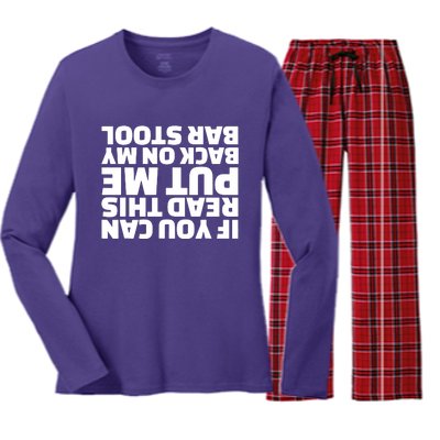 If You Can Read This Put Me Back Women's Long Sleeve Flannel Pajama Set 