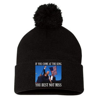 If You Come At The King You Best Not Miss Bold Pom Pom 12in Knit Beanie