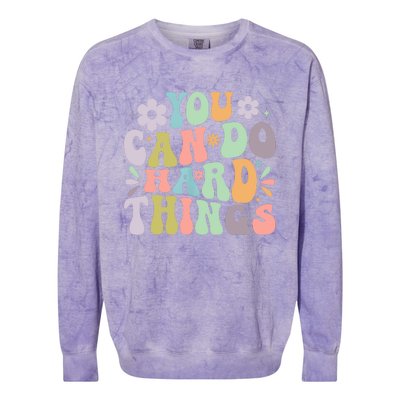 Inspirational You Can Do Hard Things Colorblast Crewneck Sweatshirt