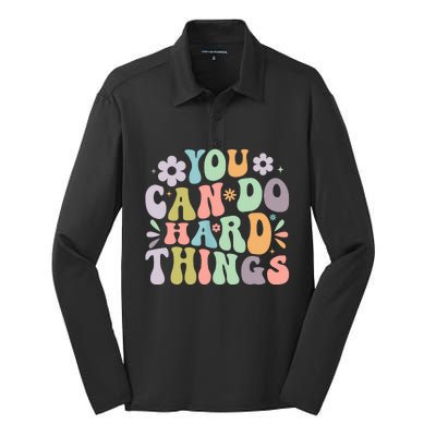 Inspirational You Can Do Hard Things Silk Touch Performance Long Sleeve Polo