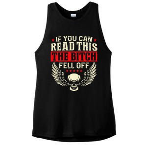 If You Can Read This The Bitch Fell Off Biker Back Print Ladies PosiCharge Tri-Blend Wicking Tank