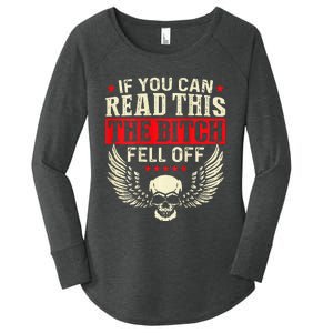 If You Can Read This The Bitch Fell Off Biker Back Print Women's Perfect Tri Tunic Long Sleeve Shirt