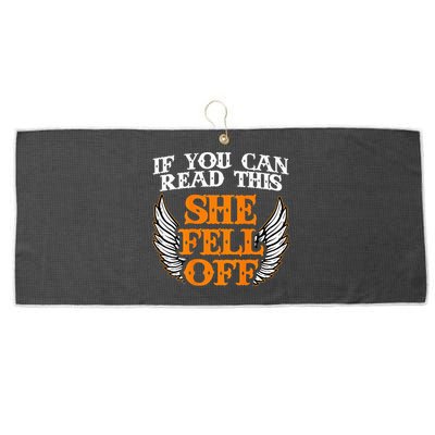 If You Can Read This She Fell Off Biker Motorcycle Riders Large Microfiber Waffle Golf Towel