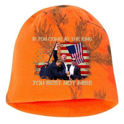 If You Come At The King You Best Not Miss Trump 2024 Kati - Camo Knit Beanie