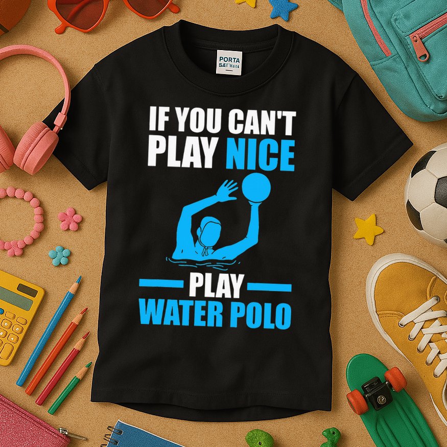 if you can't play nice play water polo swimming Kids T-Shirt
