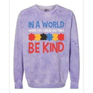 If You Can Be Anything Be Kind Autism Awareness Gift Colorblast Crewneck Sweatshirt