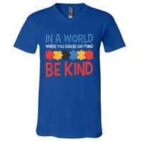 If You Can Be Anything Be Kind Autism Awareness Gift V-Neck T-Shirt