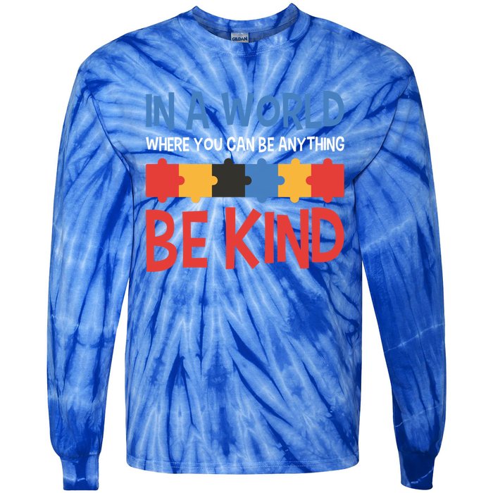 If You Can Be Anything Be Kind Autism Awareness Gift Tie-Dye Long Sleeve Shirt