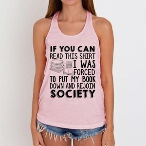 If You Can Read This Book Lovers Novel Reading Funny Gift Women's Knotted Racerback Tank