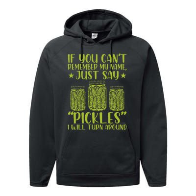 If You CanT Remember My Name Just Say Pickles Performance Fleece Hoodie