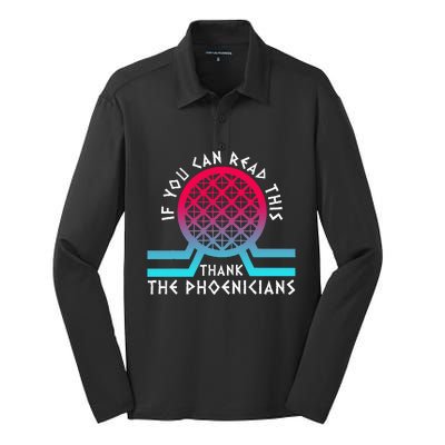 If You Can Read This Thank Phoenicians Reading Silk Touch Performance Long Sleeve Polo