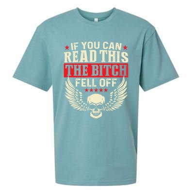 If You Can Read This The Bitch Fell Off Biker Back Print Sueded Cloud Jersey T-Shirt