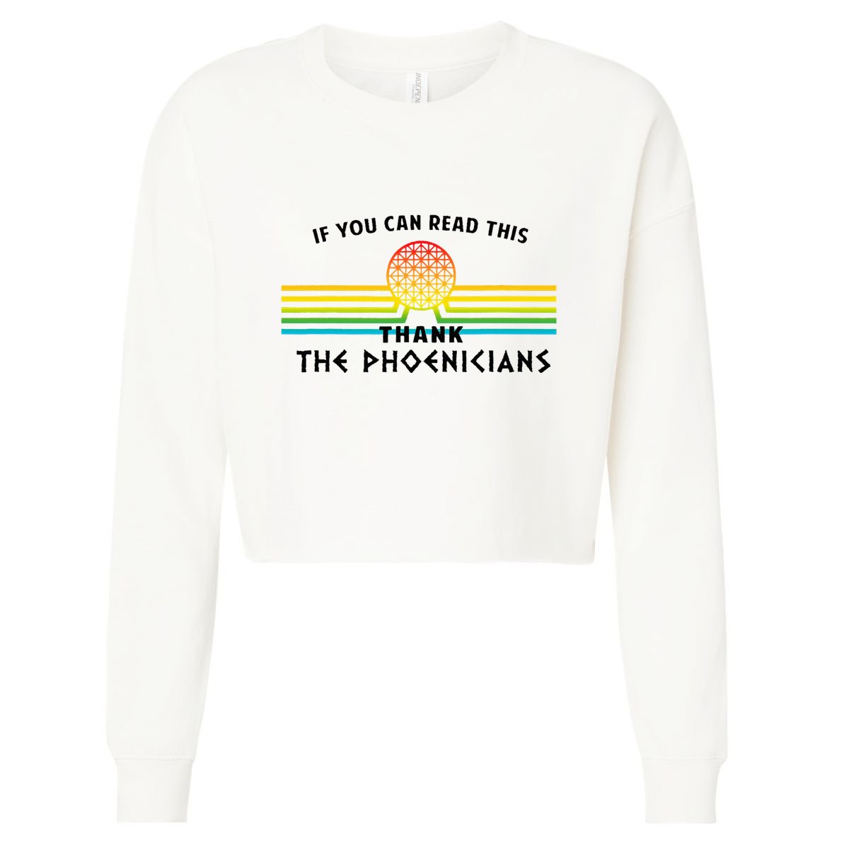 If You Can Read This Thank Phoenicians Reading Cropped Pullover Crew
